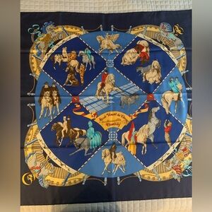 Hermes 35” silk scarf from the Musee Vivant du Cheval Chantilly collection